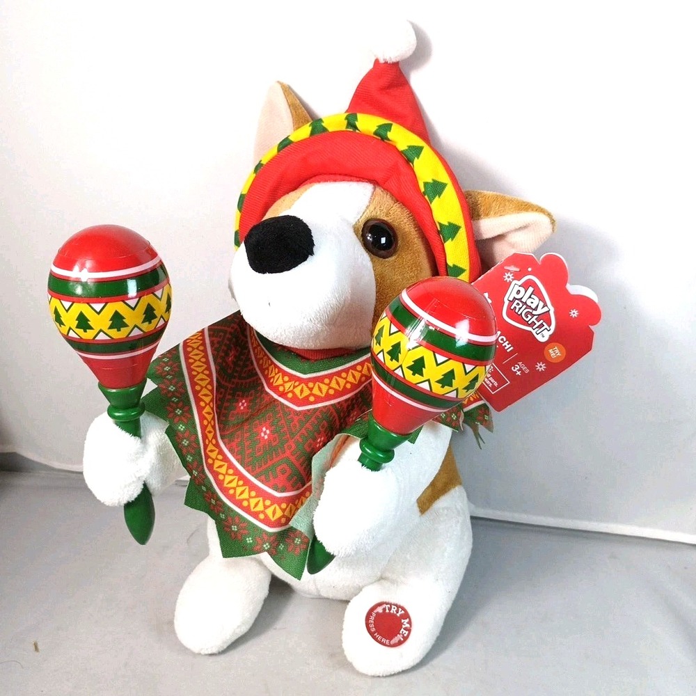 Play Right Singing Mariachi Plush Puppy Dog Toy With Tags 11.5" Plays Macarena